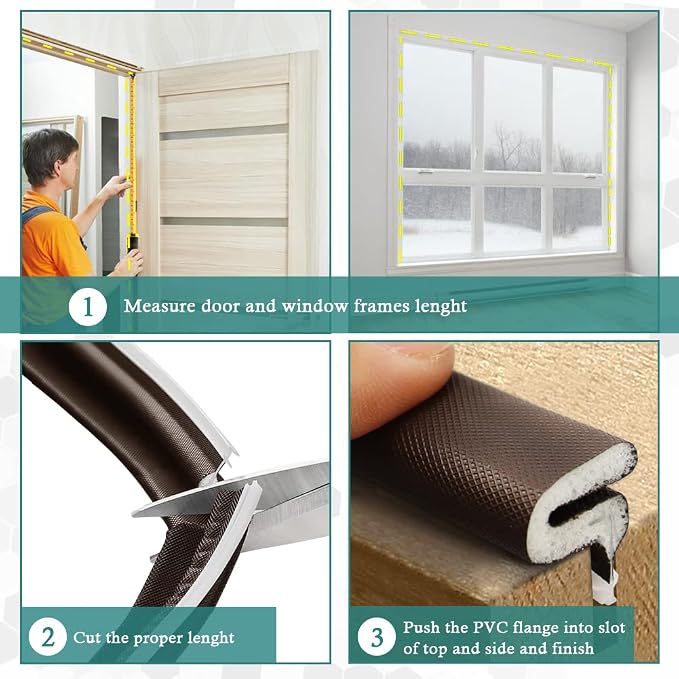 LSGCQ Kerf Weather Stripping for Door Seal Strip, 40 Ft, Front Door Seal Strip - Image 7