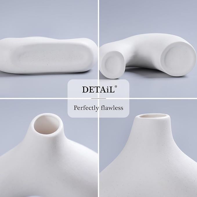 CEMABT White Ceramic Vase Set of 2 - Image 3