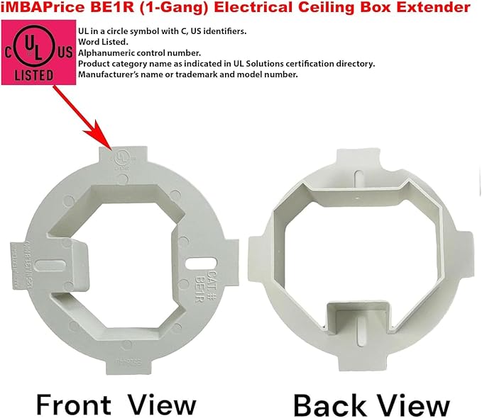iMBAPrice Ceiling Box Extender 1-Gang, BE1R-5 UL Listed Round Electrical Box - Image 2