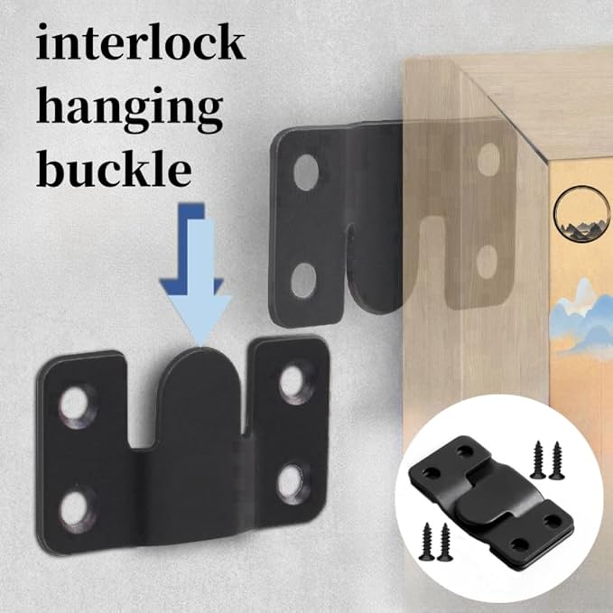4 Pairs Interlocking Flush Mount Bracket Picture Hanging Hooks Stainless Steel - Image 4