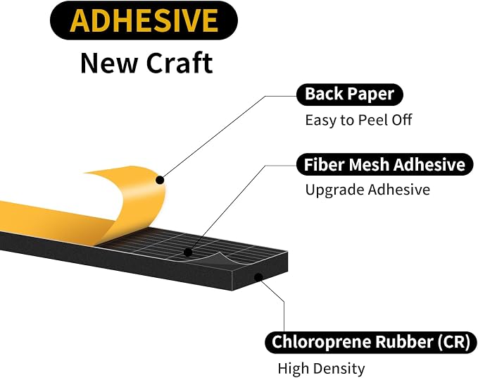 Weather Stripping, High Density CR, Strong Adhesive, 1/2 in x 1/16 in x 66Ft | - Image 5