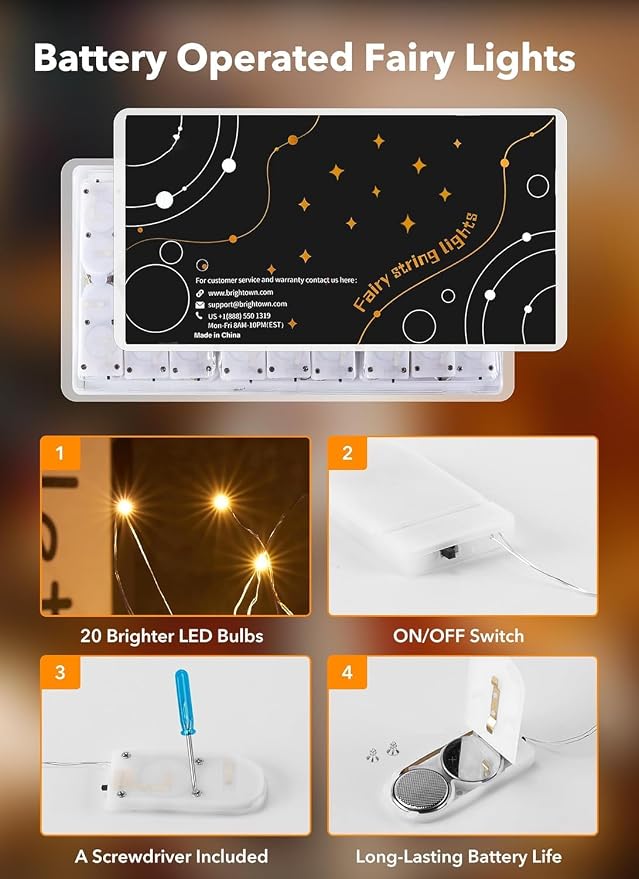 Brightown 12 Pack 7ft Battery Operated LED Fairy Lights - Image 5
