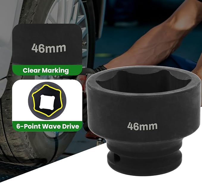 1/2" Drive 46mm Deep Impact Socket, 6 Point Chrome Molybdenum Steel Heavy Duty - Image 3