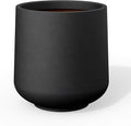 Kante Small Round Curved Black Concrete Planter 9.4" Dia, Outdoor | Rubber Plug by Unknown