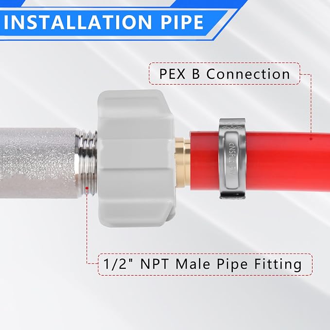 1/2" Pex x 1/2" Female NPT Swivel Adapter No-Lead Brass Crimp Fitting, PEX-B - Image 3