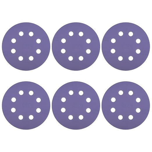 HARFINGTON 10Pcs 5Inch Sanding Disc 8 Hole 320Grit Purple Aluminum Oxide | Hook by HARFINGTON