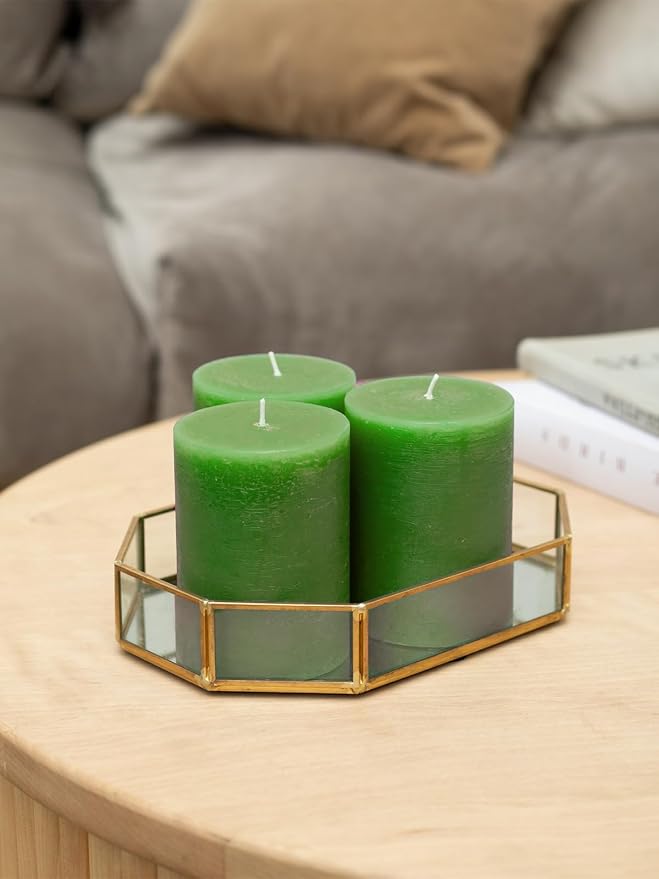 3x4 inch Grass Green Pillar Candles Set of 3 - Image 4