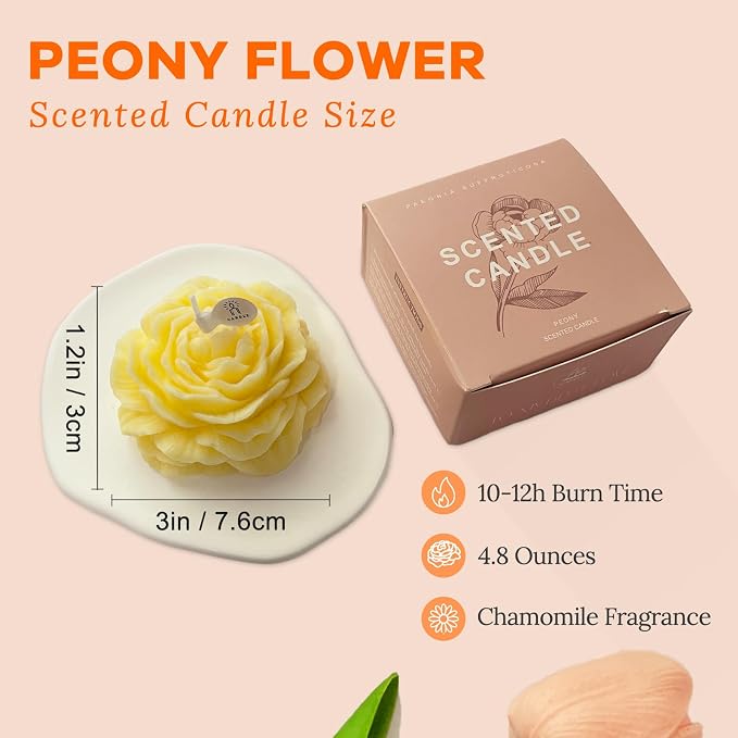 Yellow Peony Flower Shape Candles - Image 6