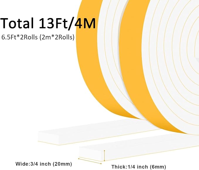 Foam Strips for Doors, AC Seal, Blocks Drafts & Noise 3/4x1/4in | Strong - Image 5