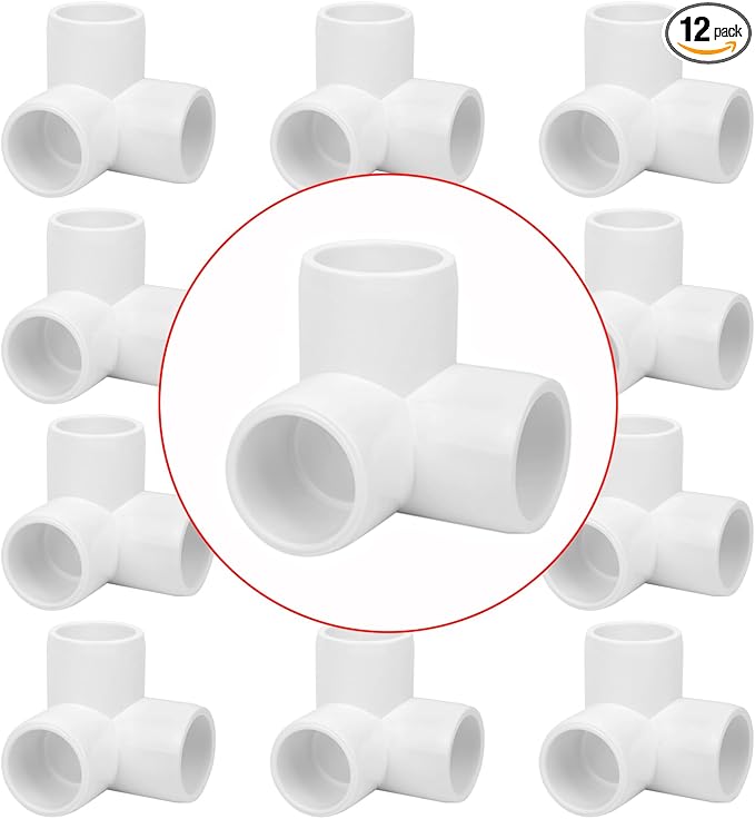 12Pack 1/2IN 3-Way Elbow PVC Fittings Furniture Grade SCH40 1/2" Tee 3 Way PVC by Lswteiz