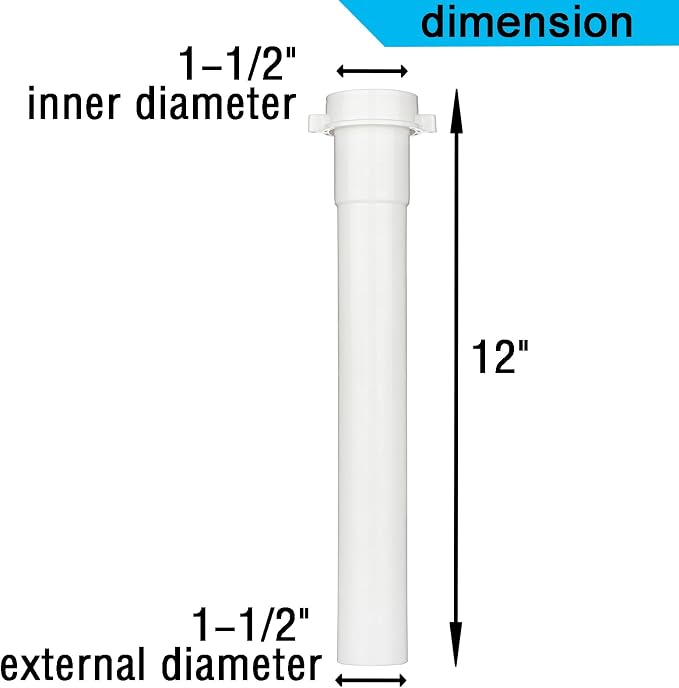 Yariwiz White Sink Drain Extension Thread Pipe1 1/2 Inch x 12 inch Length - Image 5