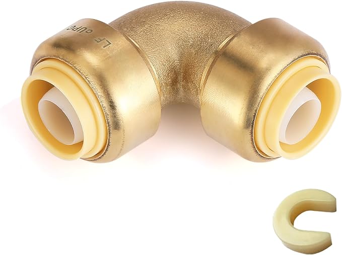 100PC HeSun 1/2" x 1/2" Push-fit 90 Degree Elbow | Brass Push-to-Connect by HeSun