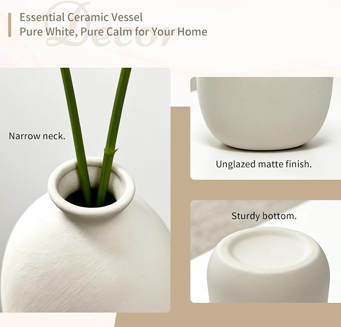 NUPTIO Small White Ceramic Vase: 15 Pcs Assorted Vases | Bud Vase Centerpiece - Image 5