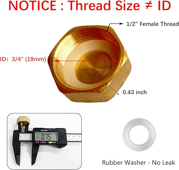 1/2" Brass Pipe Cap Hex Female End Caps Plug Plumbing Fitting - Image 2