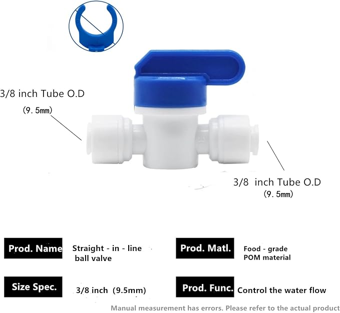 10 pcs Inline Shut Off Ball Valve 3/8 inch OD Tubing&Hose&Pipe Use Plastic - Image 2