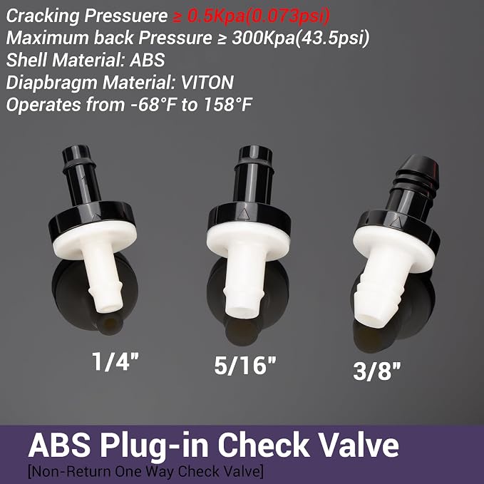 1/4" One Way Inline Check Valve Plug-in Barb Non Return Valve ABS Plastic Water - Image 4