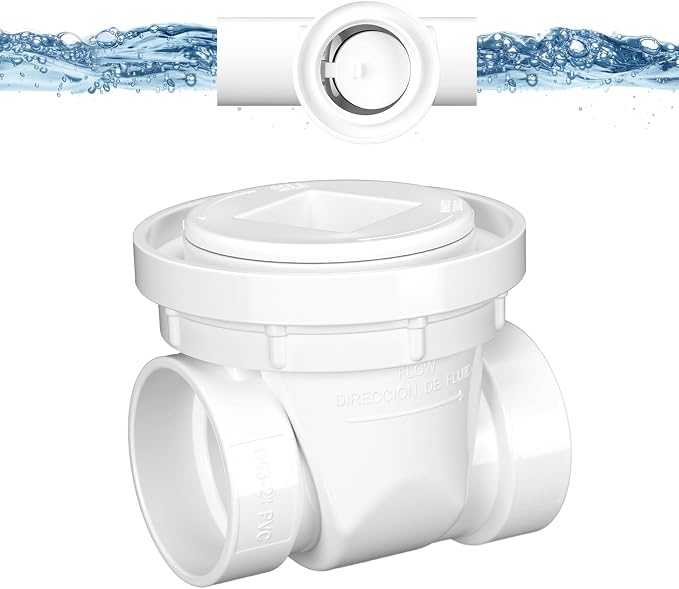 2 Inch Backwater Valve White PVC Drain Backflow Preventer - Image 8