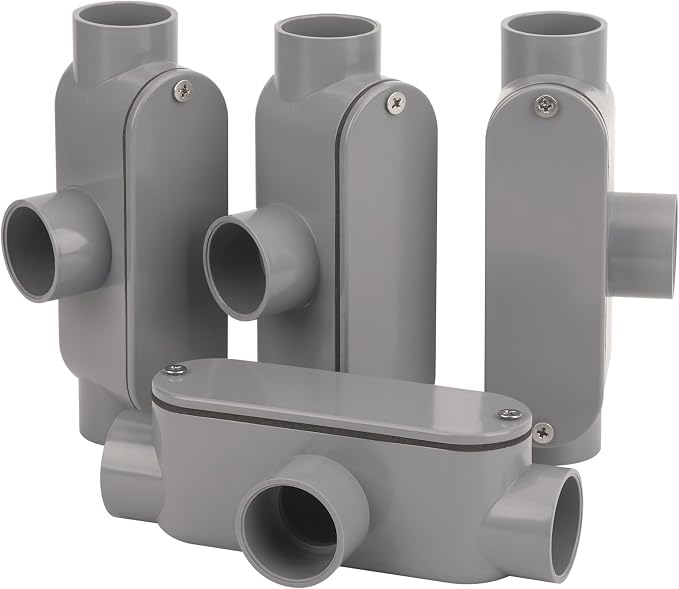 4Pack 1Inch Rigid PVC Conduit Body Type T 1IN PVC Conduit Bodies T Type by CKVIHAV