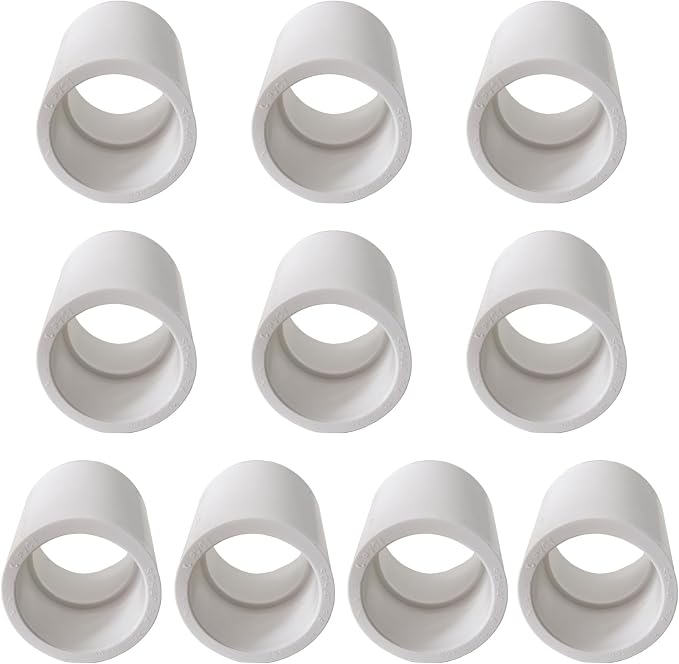 White PVC Pipe Coupling Adapter, 1 inch Socket x Socket, Sch40 PVC Coupling by YTFSA