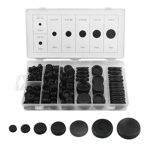 170Pcs 7 Sizes Rubber Grommet Kit Electrical Wire Gasket Solid Hole Plugs by XINGYHENG