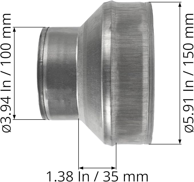 6" to 4" Inch Galvanized Steel Round Duct Reducer - Image 6