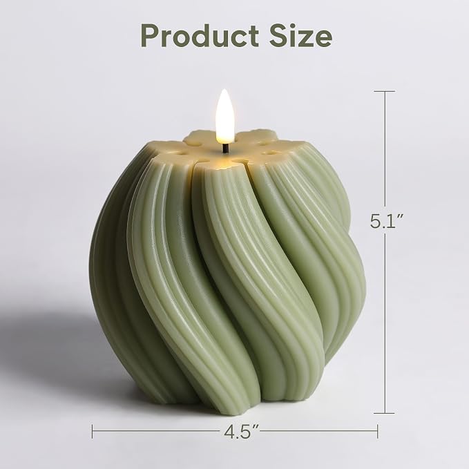 Sage Green Swirl Flameless Candle - Image 2