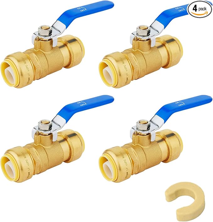 1" Ball Valves, 4 Pack Push Fit Shut Off Valves by Unknown
