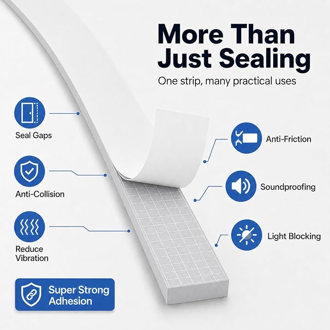 1" x 1" EVA Foam Weather Stripping Tape, 13FT Self-Adhesive Foam Seal Strip - Image 4