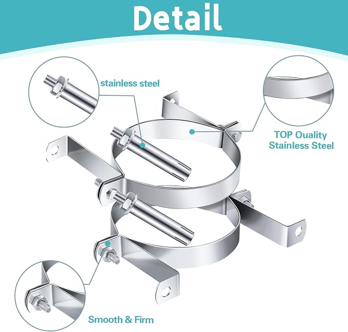 2 PCS 4 Inch B Vent Adjustable Wall Strap Round Gas Vent Pipe Strap Pellet Vent - Image 2
