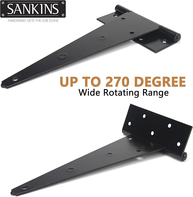 12 Inch T-Strap Shed Door Hinges Heavy Duty, Yard Door, Barn Door Gates - Image 3