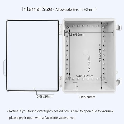 Electrical Box, IP67 Waterproof Hinged Clear Cover Stainless Steel Latch - Image 5