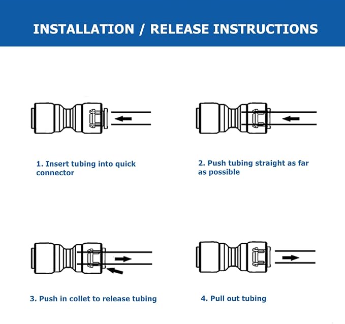 10 PCS OD Reducing Union Connector 1/4 inch to 3/8 inch OD Quick Straight Push - Image 3