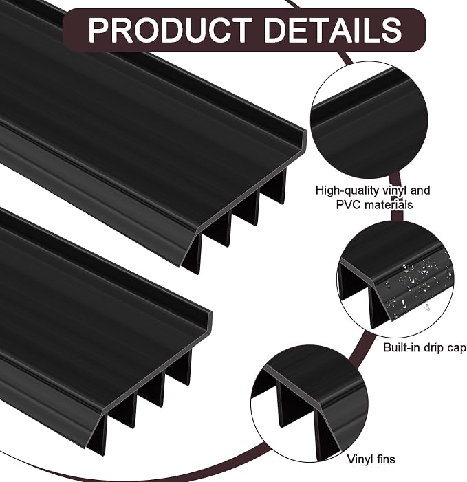 2 Pcs 4 Feet Black Vinyl Door Bottom Adjustable Weatherstrip Door Bottom - Image 3