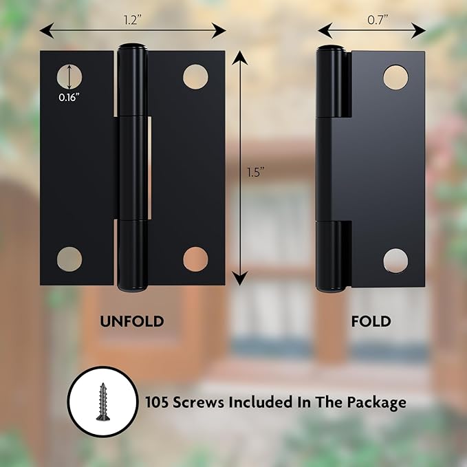 24 Pack 1.5” Black Door Hinge - Image 2