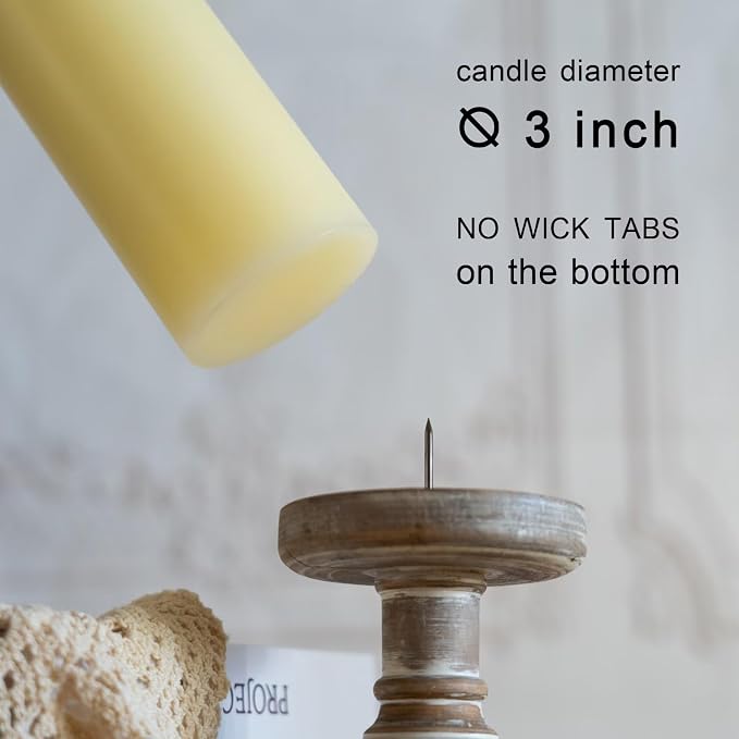 MOZEAL 3" x 4" Hand-Poured Unscented Candle, Dripless Pillar Candle Set of 3 - Image 4