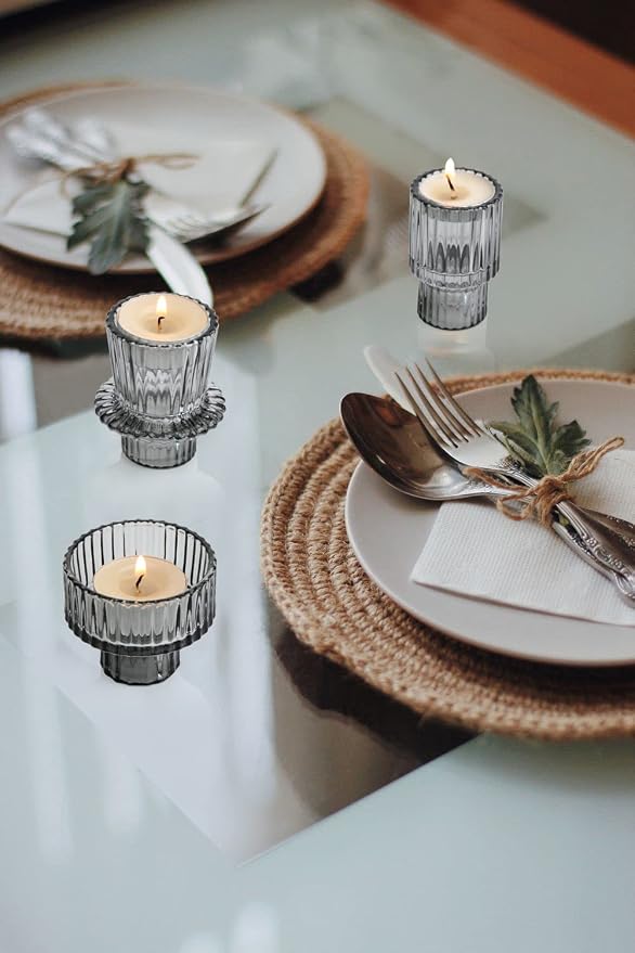 Vixdonos Taper Glass Candlestick Holders Tealight Candle Holders - Image 7