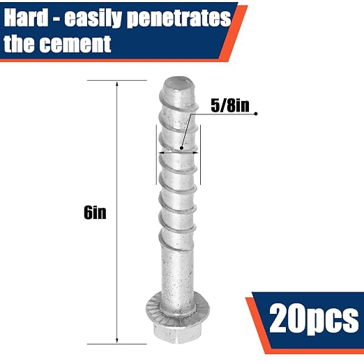 Tandefio 20 Pack 5/8 x 6 Concrete Anchors and Screw Kits Galvanized | Large - Image 2