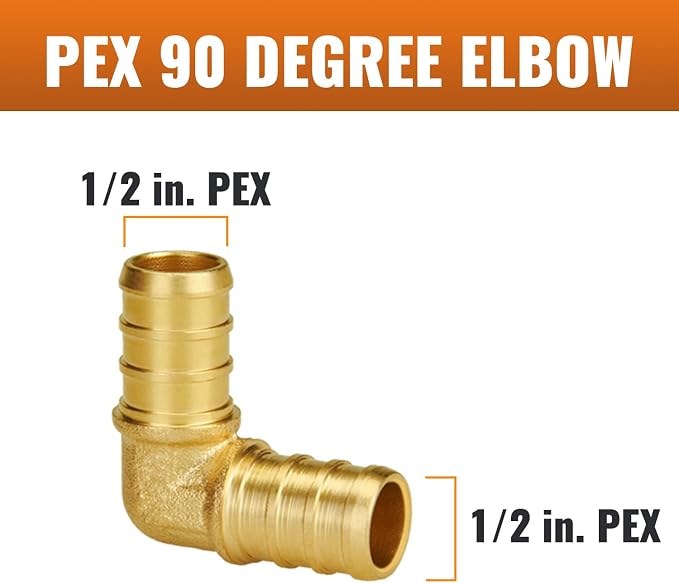 100-Pack 1/2" PEX 90 Degree Elbow, PEX Fittings 1/2 Inch | Brass - Image 2