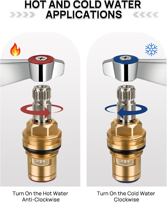 Brass Handle Stem Assembly Ceramic Faucet Valve Cartridge 20 Teeth Commercial - Image 4