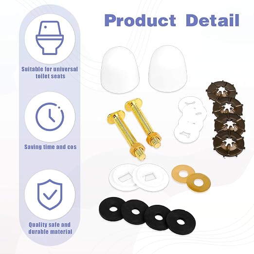2 Pack Heavy Duty Toilet Floor Bolts and Caps, Solid Brass Closet Flange Bolt - Image 3