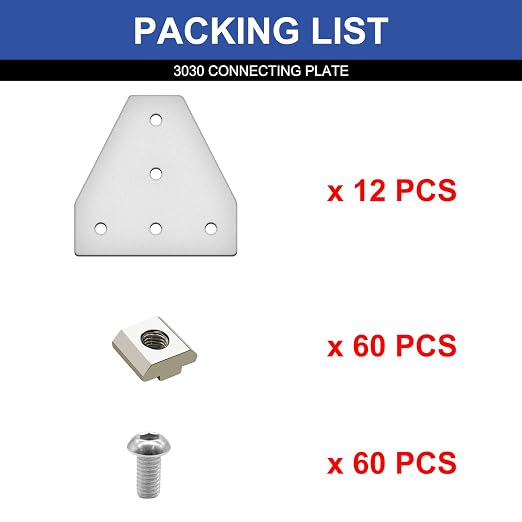 12pcs 3030 Extrusion Joint Plate Connector Corner T Bracket Silver | 2040 V - Image 3