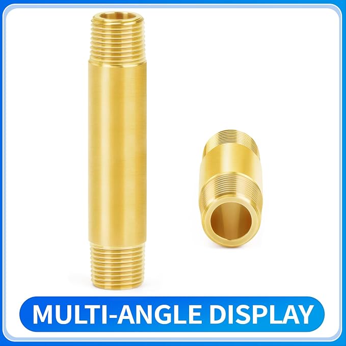 ChillWaves Brass Pipe Fitting, Long Nipple Pipe 3/4" NPT Male x 3/4" NPT Male - Image 3