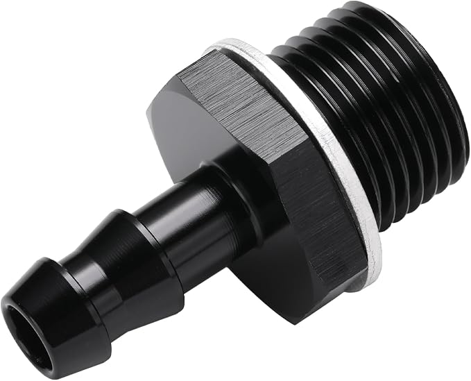 M18x1.5 Male Metric to 5/16 Barb Fuel Pump Inlet Adapter Fitting Aluminum Black - Image 5