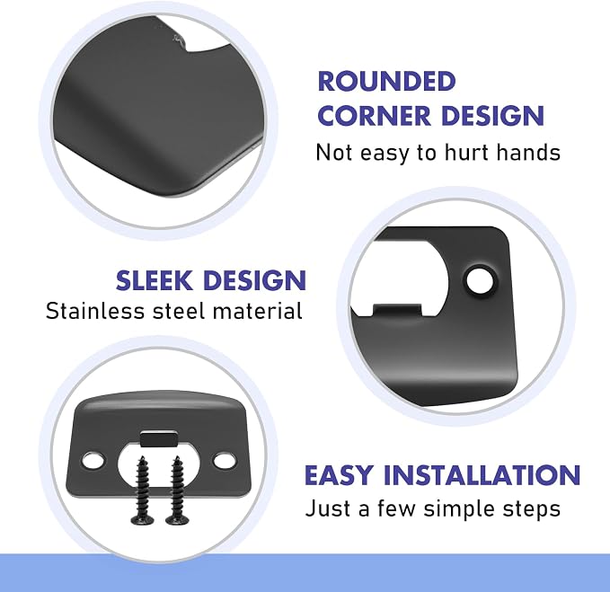 EATAKWARD 12 PCS Door Strike Plate, Matte Black Deadbolt Strike Plate - Image 2