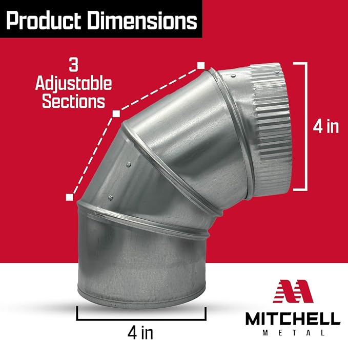 4" Adjustable Duct Elbow 90 Degree HVAC - Image 2