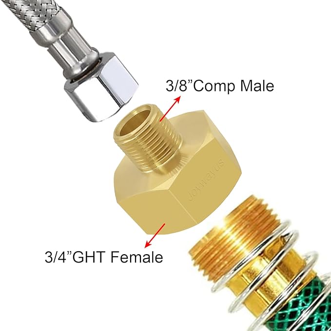 Joywayus 2PCS 3/4 GHT Female to 3/8 Compression Male Thread Adapter Pipe Fitting - Image 3