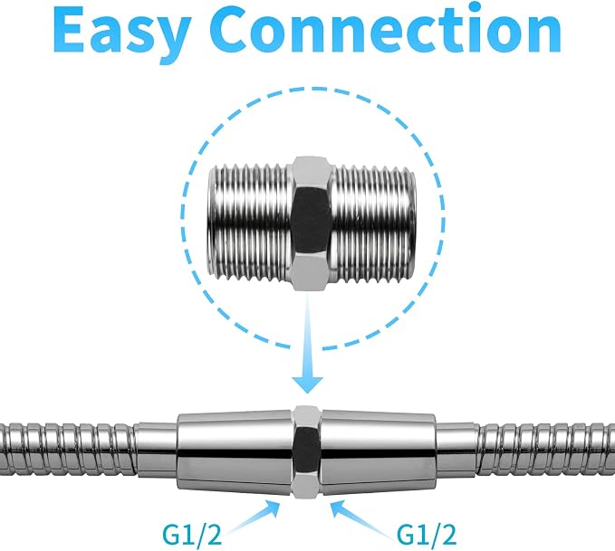 OFFO Shower Hose Extension Adapter, G1/2 to G1/2 Shower Hose Extender Fitting - Image 2