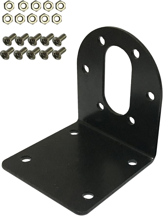 Black 37mm DC Gear Motors Mounting Bracket, Iron Anti-Rust Gearbox L-Shape by Greartisan