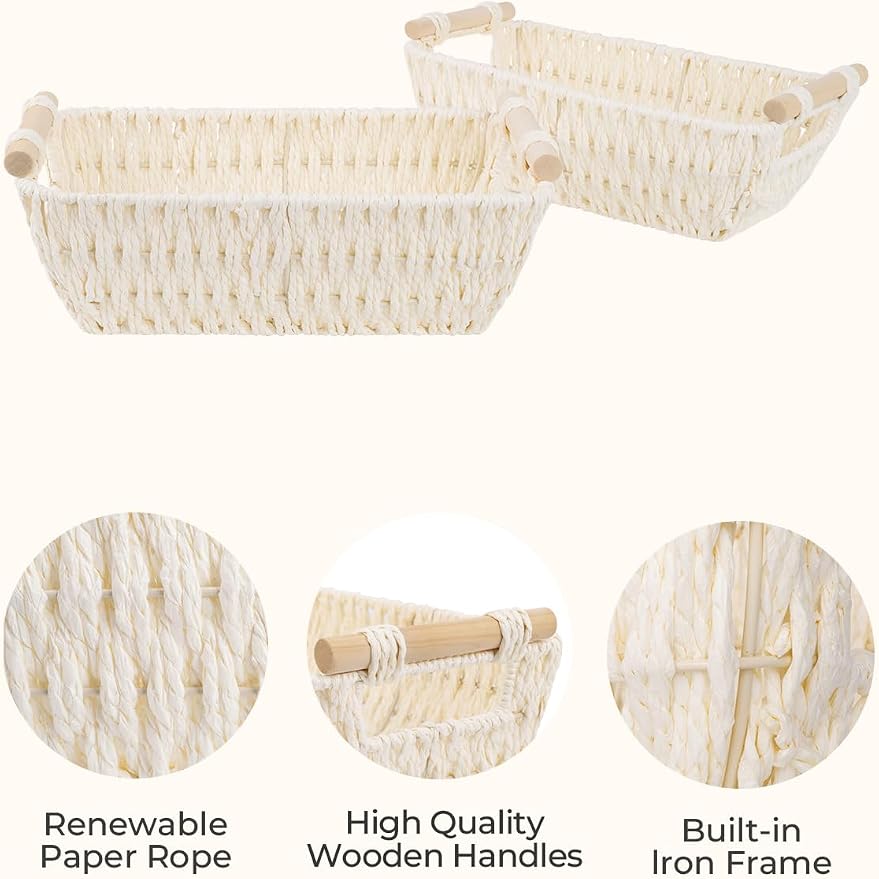 StorageWorks Small Storage Basket, Woven Basket - Image 3