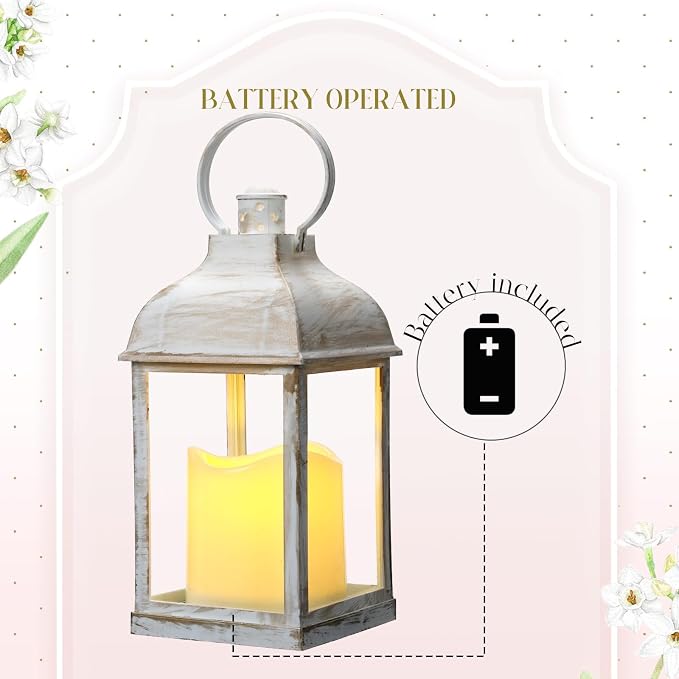 8 Pcs 10 inch White Decorative Candle Lantern Bulk - Image 3